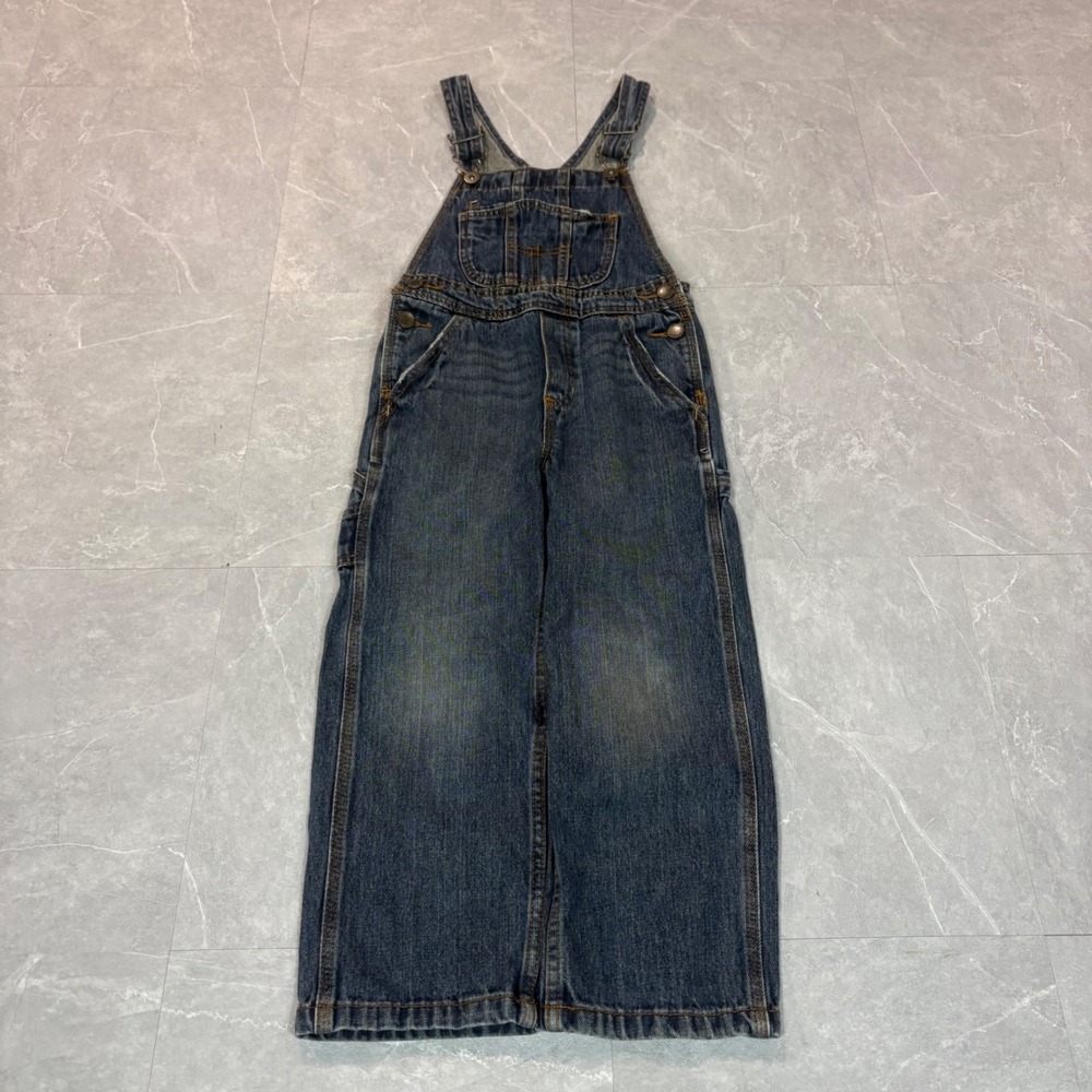 Genuine Kids OshKosh Denim Overalls 5T Dark Wash Carpenter Style Blue Jeans